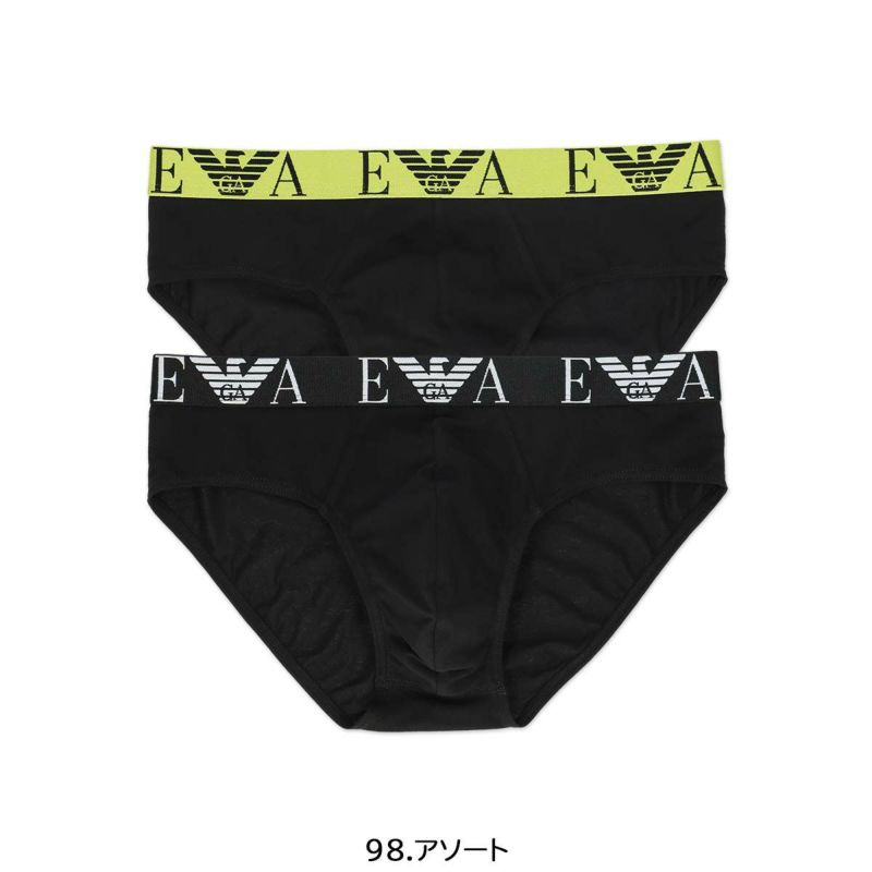 【2枚セット】EMPORIO ARMANI エンポリオ アルマーニ BOLD MONOGRAM BRIEF ボールドモノグラム ブリーフ パンツ  前閉じ EUサイズ メンズ 54037152