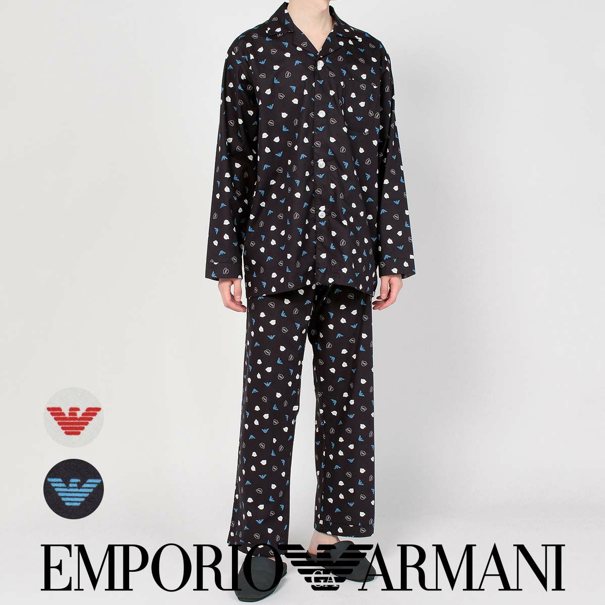 ☆SALE☆EMPORIO ARMANI マンガベア ウーブン パジャマ 上下セット 綿 