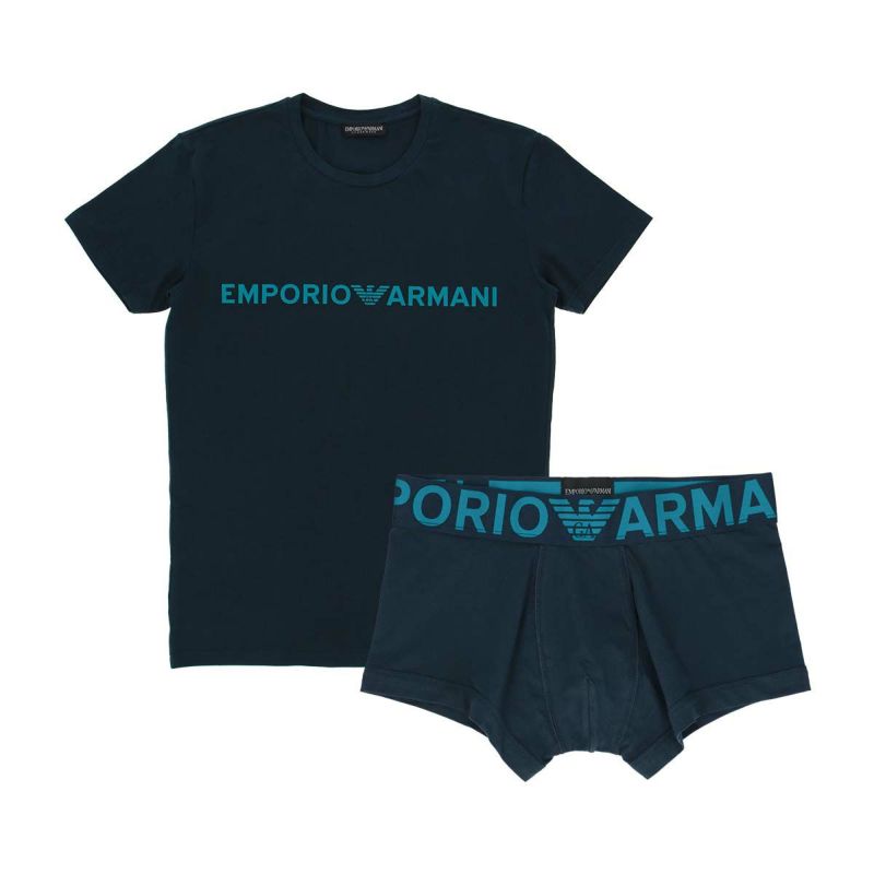 EMPORIOARMANIエンポリオアルマーニ上下セットTシャツ＆ボクサーパンツストレッチコットンSTRECHCOTTONUNDERWEARSETEUサイズ男性メンズプレゼント無料ラッピングギフト54075164公式ショップ正規ライセンス商品