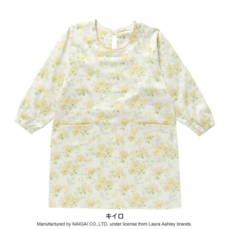 LAURAASHLEYローラアシュレイ形態安定加工ハニーサックルトレイル柄綿100%40サテン後結び割烹着かっぽう着カッポースモックエプロンレディース70283003