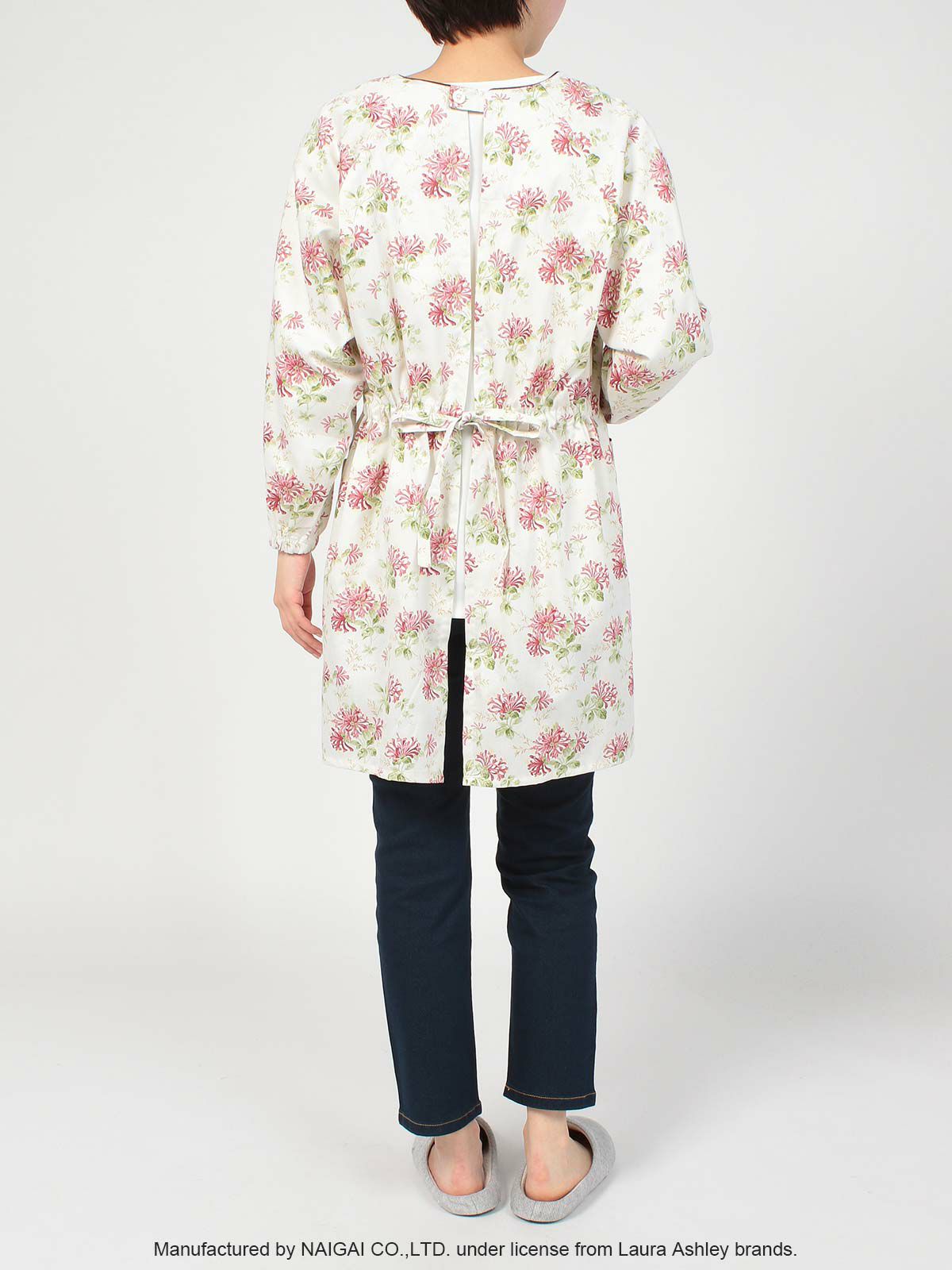 LAURAASHLEYローラアシュレイ形態安定加工ハニーサックルトレイル柄綿100%40サテン後結び割烹着かっぽう着カッポースモックエプロンレディース70283003