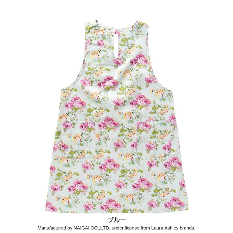 LAURAASHLEYローラアシュレイ撥水加工クチュールローズ柄綿100％30ツイル後結び背付きエプロンレディース70283011