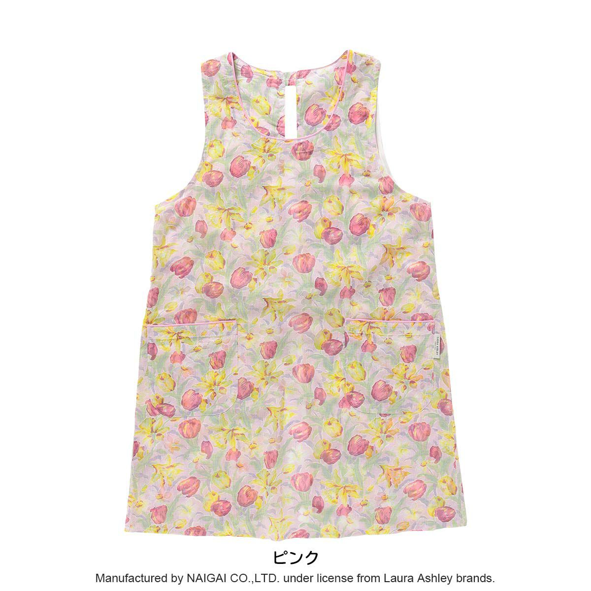 LAURAASHLEYローラアシュレイチューリップス柄綿混後結び背付きエプロンレディース70283015