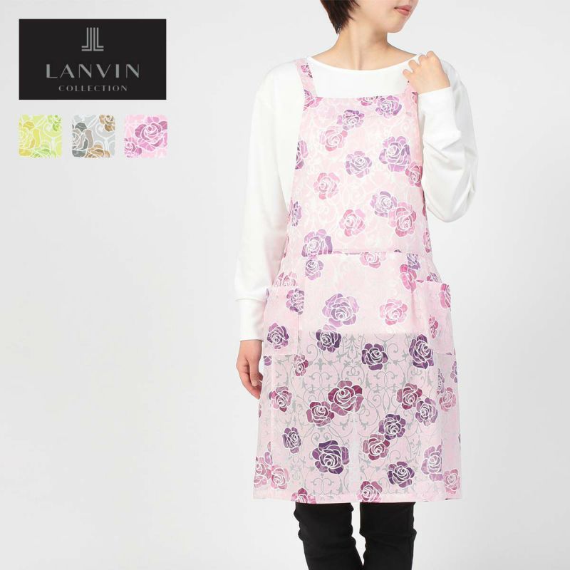 LANVIN COLLECTION ランバン コレクション ミロワーズローズ柄 綿混 オパール加工 後結び ロング エプロン レディース  70043015 | 靴下 ソックス 通販のナイガイ公式オンラインショップ