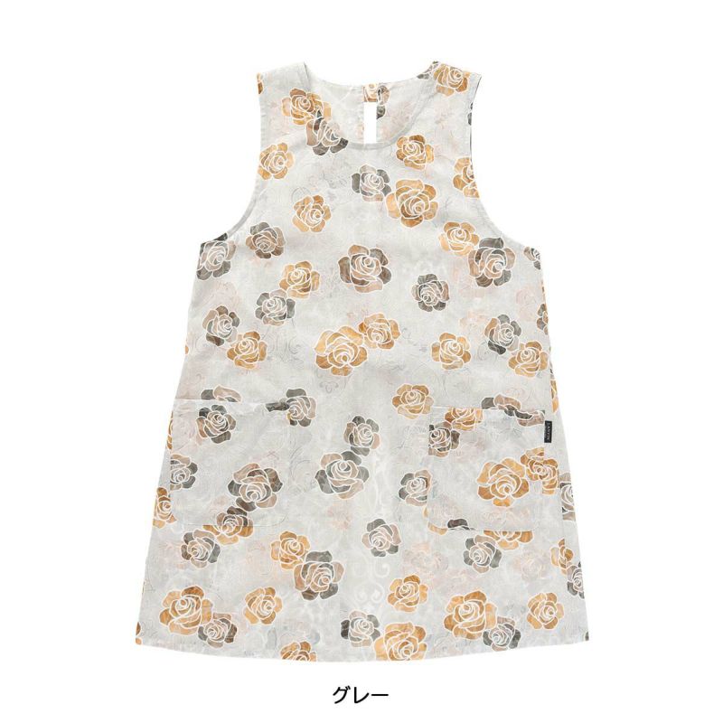 LANVINCOLLECTIONランバンコレクションミロワーズローズ柄綿混オパール加工後結び背付きエプロンレディース70043016