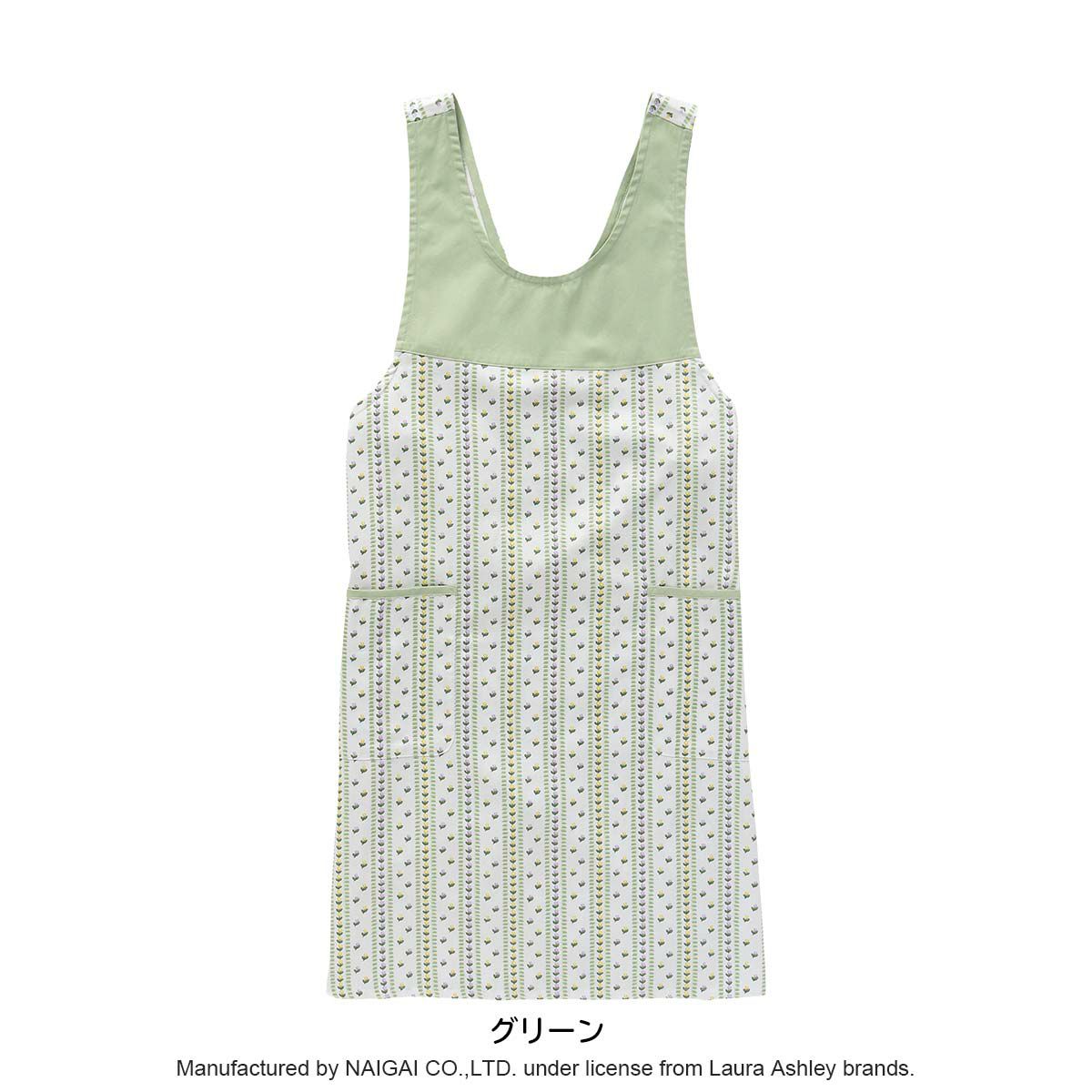 LAURAASHLEYローラアシュレイ形態安定加工カムローズストライプ柄綿混フリークロスエプロンレディース女性婦人プレゼントギフト70283006