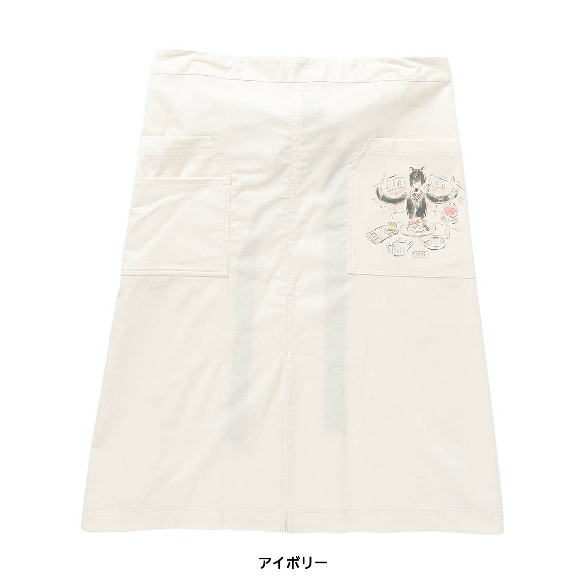 DAKS×YOCONAGAMIYACOLLABORATIONダックスFullBreakfast柄綿100％前結びロングサロン前掛けエプロンレディース70093026