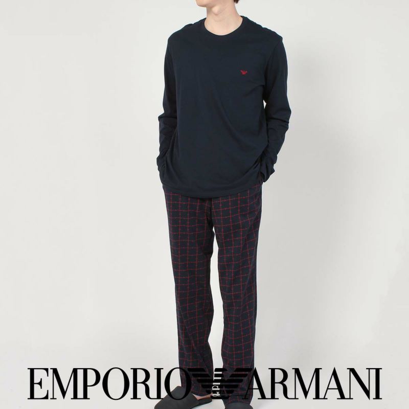 EMPORIO ARMANI エンポリオ アルマーニ STRECH COTTON PYJAMAS ストレッチコットン パジャマ 部屋着 上下セット  EUサイズ 男性 メンズ プレゼント 無料ラッピング ギフト 54075671 公式ショップ 正規ライセンス商品 |