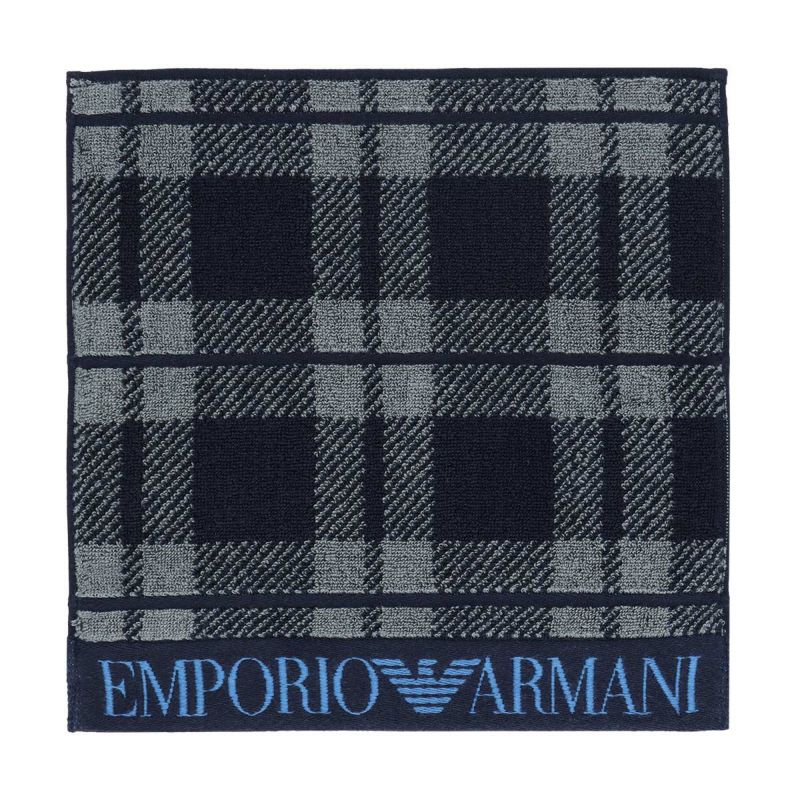 EMPORIOARMANI（エンポリオアルマーニ）ロゴボーダー綿100％タオルハンカチ（ハンドタオル）男性メンズクリスマスプレゼント贈答ギフト02340019公式ショップ正規ライセンス商品