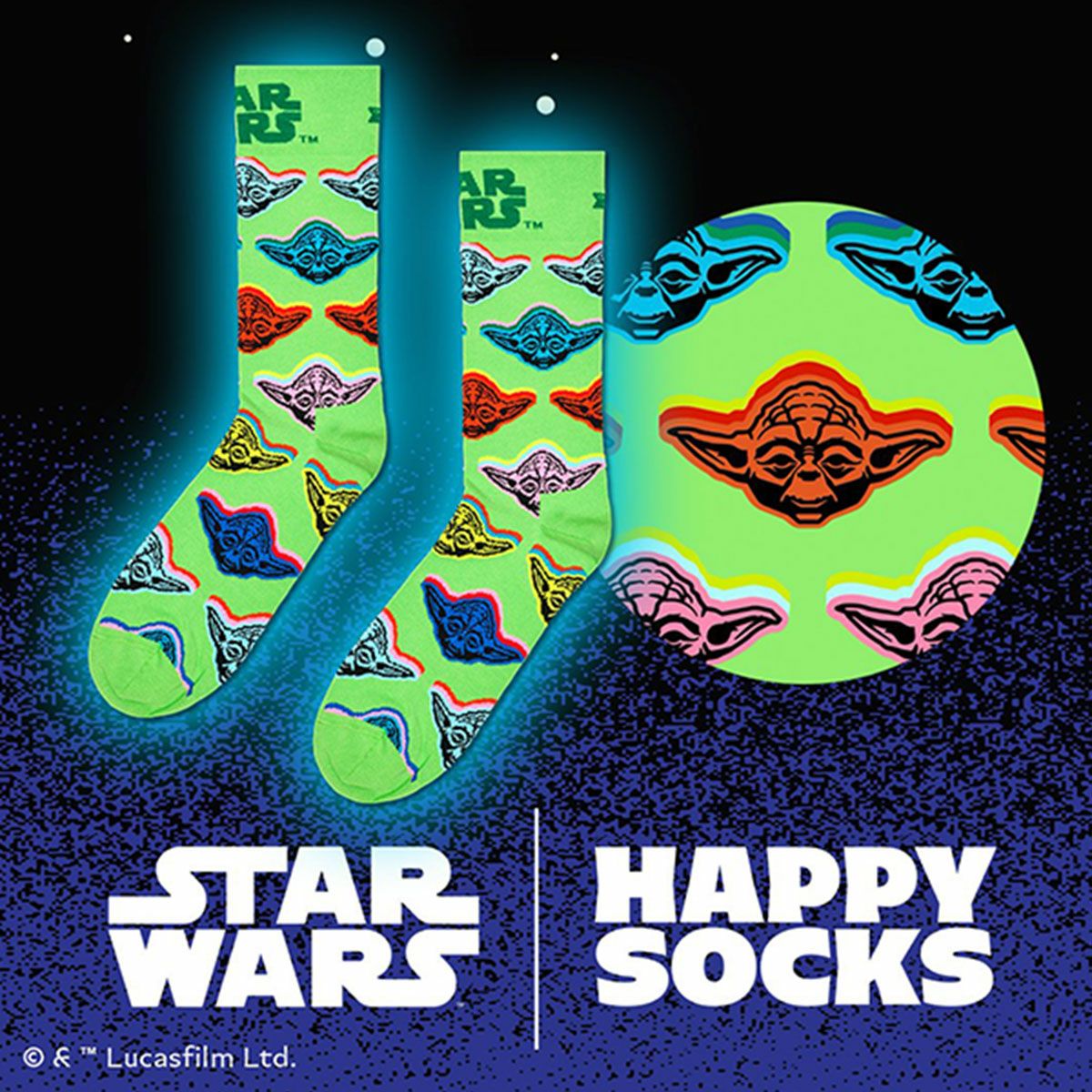 HappySocksハッピーソックス【Limited】HappySocks×StarWars(スターウォーズ)YodaSockヨーダクルー丈ソックス靴下ユニセックスメンズ＆レディースプレゼント無料ラッピングギフト14231011