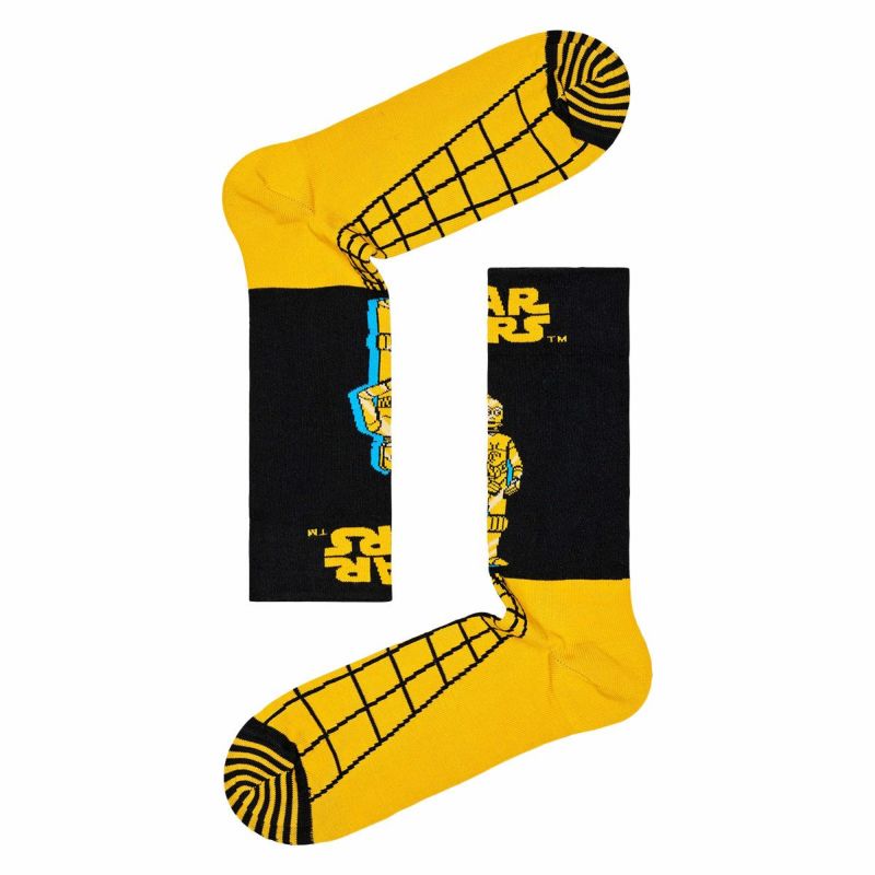 HappySocksハッピーソックス【Limited】HappySocks×StarWars(スターウォーズ)C-3POSockシースリーピーオークルー丈ソックス靴下ユニセックスメンズ＆レディースプレゼント無料ラッピングギフト14231012