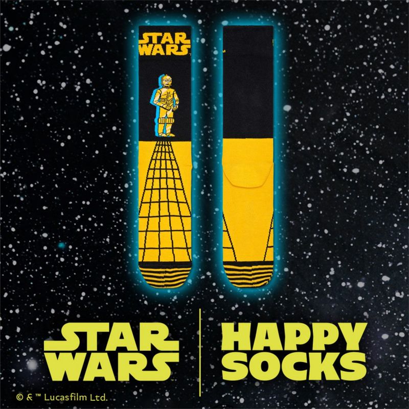 HappySocksハッピーソックス【Limited】HappySocks×StarWars(スターウォーズ)C-3POSockシースリーピーオークルー丈ソックス靴下ユニセックスメンズ＆レディースプレゼント無料ラッピングギフト14231012