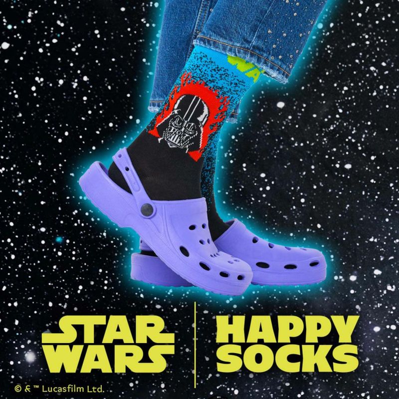 Happy Socks ハッピーソックス 【Limited】 Happy Socks×Star Wars (スターウォーズ) Darth Vader  Sock ダース・ベイダー クルー丈 ソックス 靴下 ユニセックス メンズ ＆ レディース プレゼント 無料ラッピング ギフト 14231014