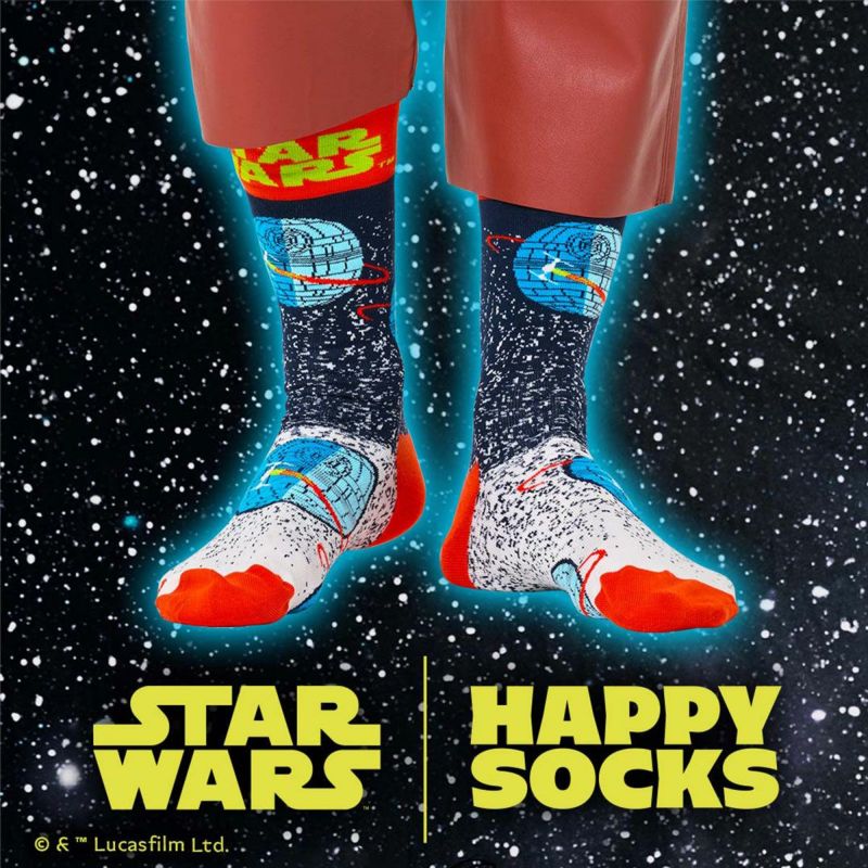 HappySocksハッピーソックス【Limited】HappySocks×StarWars(スターウォーズ)DeathStarSockデス・スタークルー丈ソックス靴下ユニセックスメンズ＆レディースプレゼント無料ラッピングギフト14231016