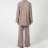 LANVINCOLLECTIONランバンコレクション上下セット【M・Lサイズ】綿100％先染めツイル微起毛ヘリンボンツイルストライプ長袖前ボタン前開きテーラーパジャマ日本製メンズ男性紳士部屋着あたたかいプレゼント54430021