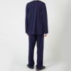 LANVINCOLLECTIONランバンコレクション上下セット【M・Lサイズ】綿100％先染め接結バイカラー長袖カットソーパジャマメンズ男性紳士部屋着あたたかいプレゼントギフト54430023