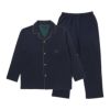 LANVINCOLLECTIONランバンコレクション上下セット【LLサイズ】綿100％先染め接結バイカラー長袖前ボタン前開きテーラーパジャマメンズ男性紳士部屋着あたたかいプレゼントギフト54431024