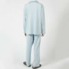 LANVINCOLLECTIONランバンコレクション上下セット【LLサイズ】綿100％先染め接結バイカラー長袖前ボタン前開きテーラーパジャマメンズ男性紳士部屋着あたたかいプレゼントギフト54431024