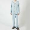LANVINCOLLECTIONランバンコレクション上下セット【LLサイズ】綿100％先染め接結バイカラー長袖前ボタン前開きテーラーパジャマメンズ男性紳士部屋着あたたかいプレゼントギフト54431024