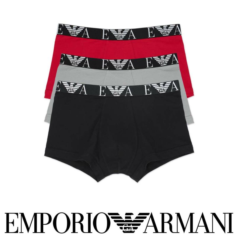 【3枚セット】EMPORIO ARMANI BOLD MONOGRAM TRUNK 3Pパック コットン ボクサーパンツ メンズ EUサイズ  54087157 | 靴下 ソックス 通販のナイガイ公式オンラインショップ