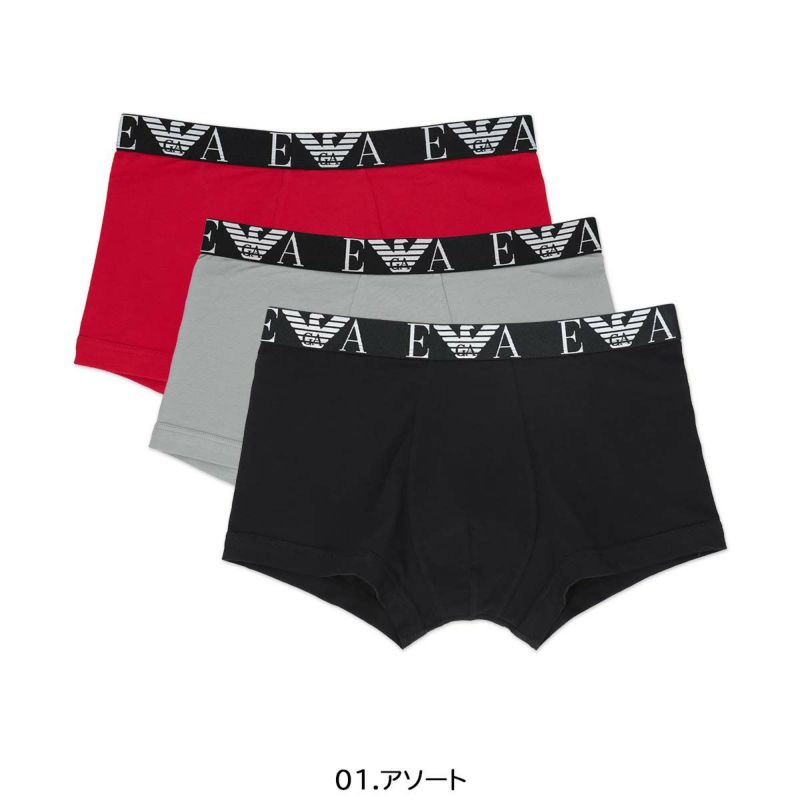 【3枚セット】EMPORIOARMANIエンポリオアルマーニBOLDMONOGRAM3PACKTRUNK3Pパックコットンボクサーパンツメンズ男性下着EUサイズプレゼント無料ラッピングギフト54087157公式ショップ正規ライセンス商品