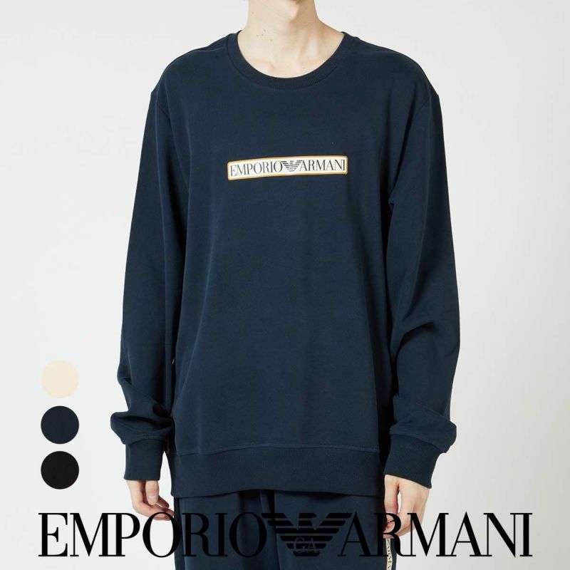 EMPORIOARMANIエンポリオアルマーニBRUSHEDTERRYPOCREWNECKコットン100%クルーネック長袖プルオーバースウェットシャツメンズ男性トレーナーメンズEUサイズプレゼント無料ラッピングギフト54085735公式ショップ正規ライセンス商品