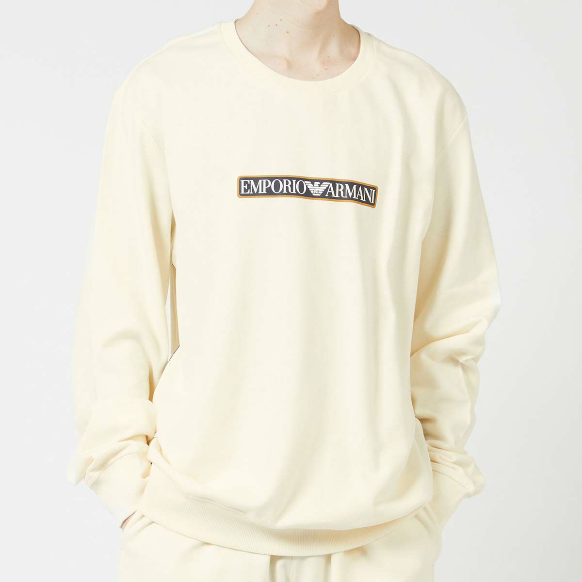 EMPORIOARMANIエンポリオアルマーニBRUSHEDTERRYPOCREWNECKコットン100%クルーネック長袖プルオーバースウェットシャツメンズ男性トレーナーメンズEUサイズプレゼント無料ラッピングギフト54085735公式ショップ正規ライセンス商品