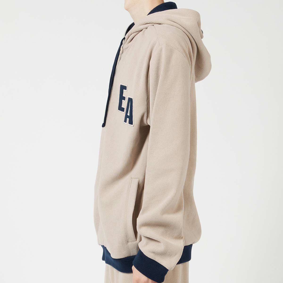 EMPORIO ARMANI コーデュロイ フリース フーディージャケット 前開き 