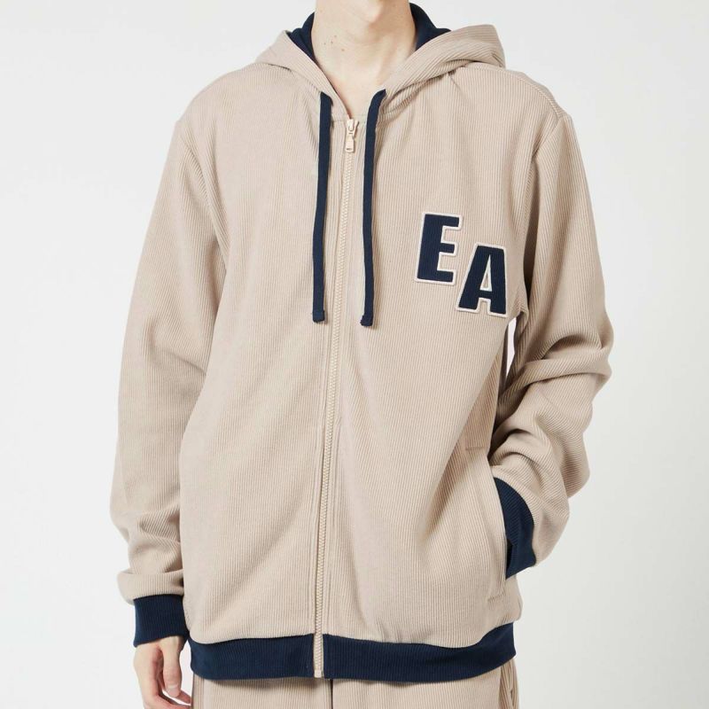 EMPORIOARMANIエンポリオアルマーニCORDUROYFLEECEFZHOODIEコーデュロイフリースフーディージャケット前開きジップアップパーカーメンズ男性EUサイズプレゼント無料ラッピングギフト54085860公式ショップ正規ライセンス商品