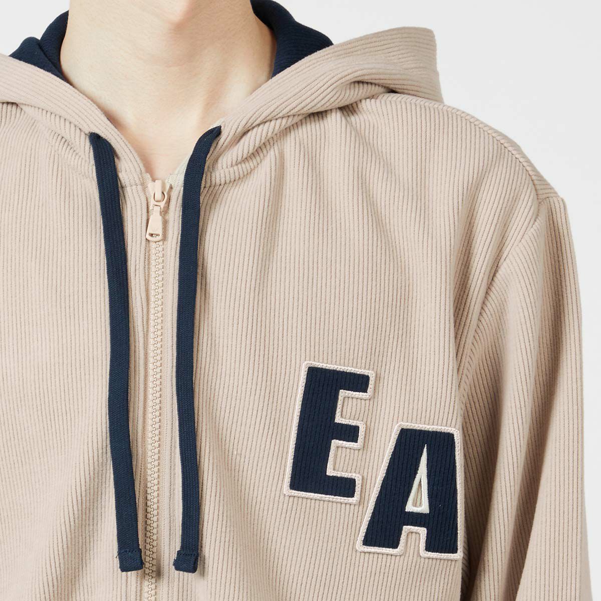 EMPORIO ARMANI コーデュロイ フリース フーディージャケット 前開き 