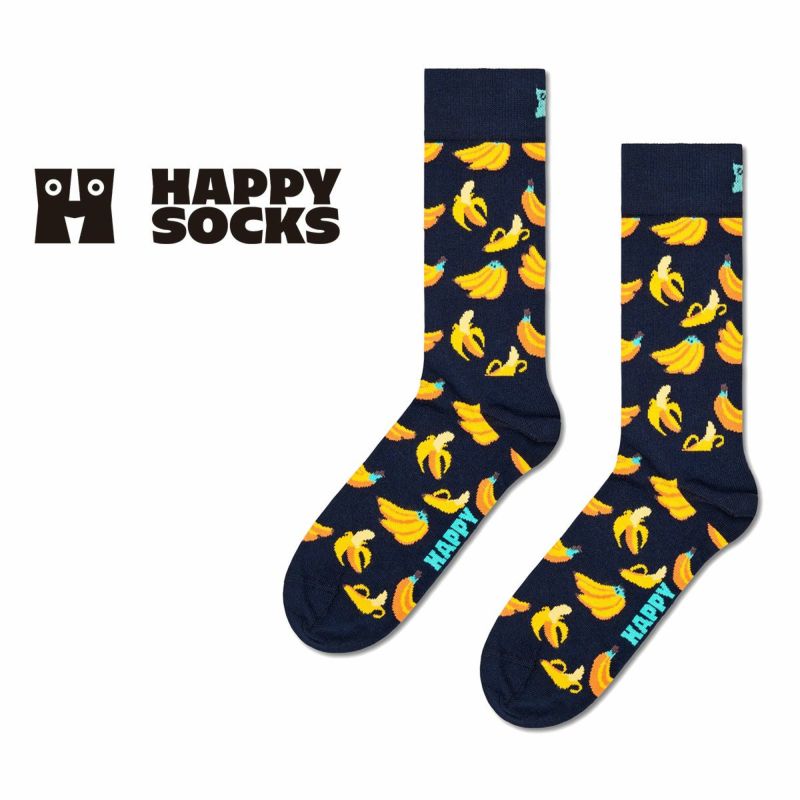 HappySocksハッピーソックスBanana（バナナ）クルー丈ソックス靴下ユニセックスメンズ＆レディースプレゼント無料ラッピングギフト10201113