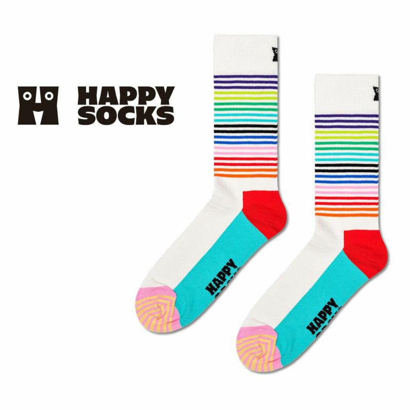 HappySocksハッピーソックスHalfStripe（ハーフストライプ）クルー丈ソックス靴下ユニセックスメンズ＆レディースプレゼント無料ラッピングギフト10231059