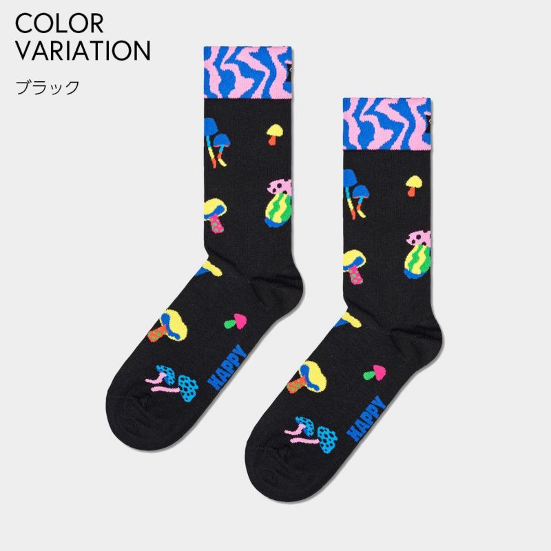 HappySocksハッピーソックスMushrooms（マッシュルーム）クルー丈ソックス靴下ユニセックスメンズ＆レディースプレゼント無料ラッピングギフト10231077