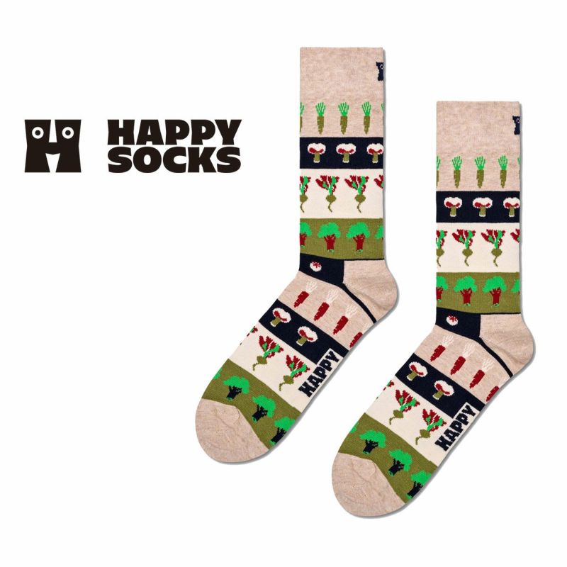 HappySocksハッピーソックスVeggieStripe（ベジ―ストライプ）クルー丈ソックス靴下ユニセックスメンズ＆レディースプレゼント無料ラッピングギフト10231112