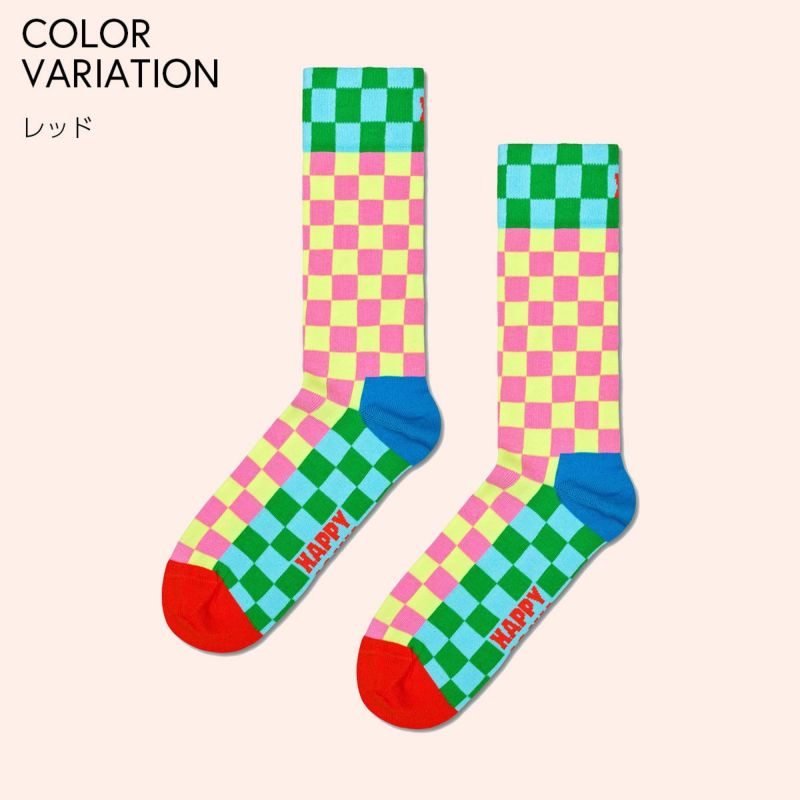 HappySocksハッピーソックスCheckerboard（チェッカーボード）クルー丈ソックス靴下ユニセックスメンズ＆レディースプレゼント無料ラッピングギフト10231094