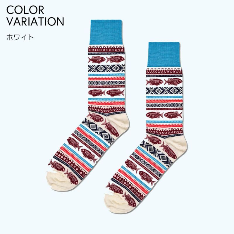 HappySocksハッピーソックスFishJacquard（フィッシュジャガード）Dressビジネスクルー丈ソックスメンズ靴下10235001