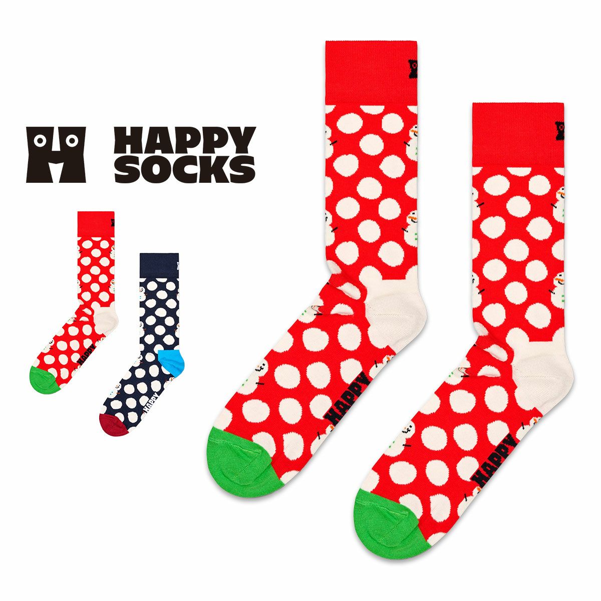 HappySocksハッピーソックスBigDotSnowman（ビッグドットスノーマン）クルー丈ソックス靴下ユニセックスメンズ＆レディースプレゼント無料ラッピングギフト10231056