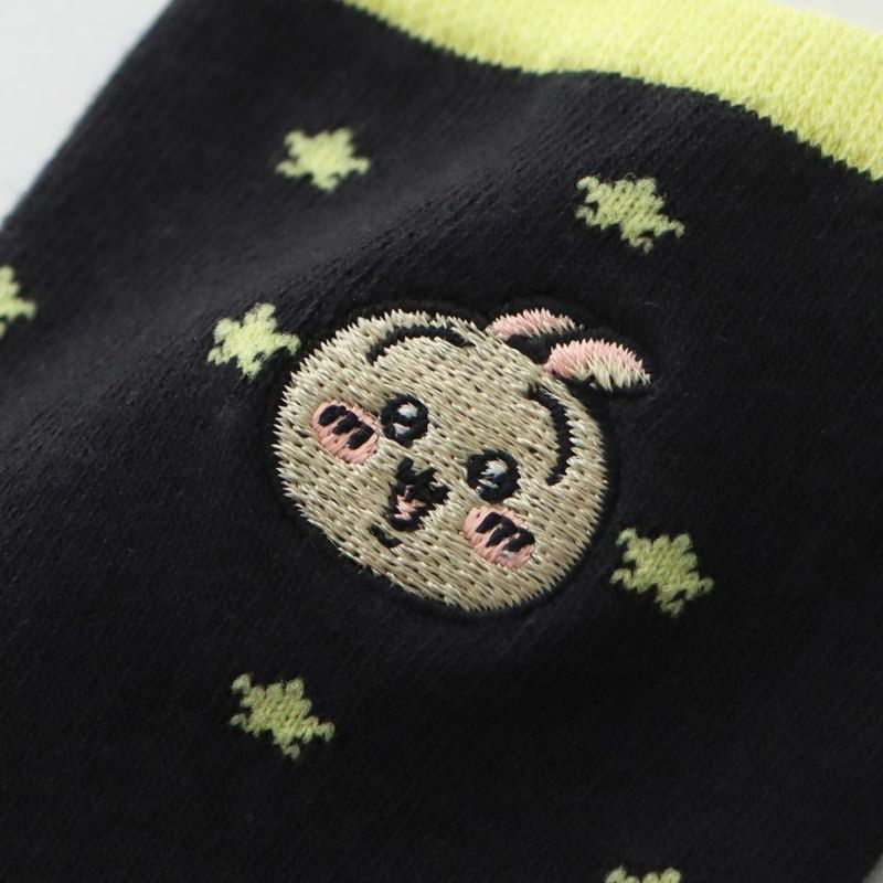 ちいかわワンポイント刺繍付きドット柄クルー丈ソックス靴下レディースキャラクター03197002