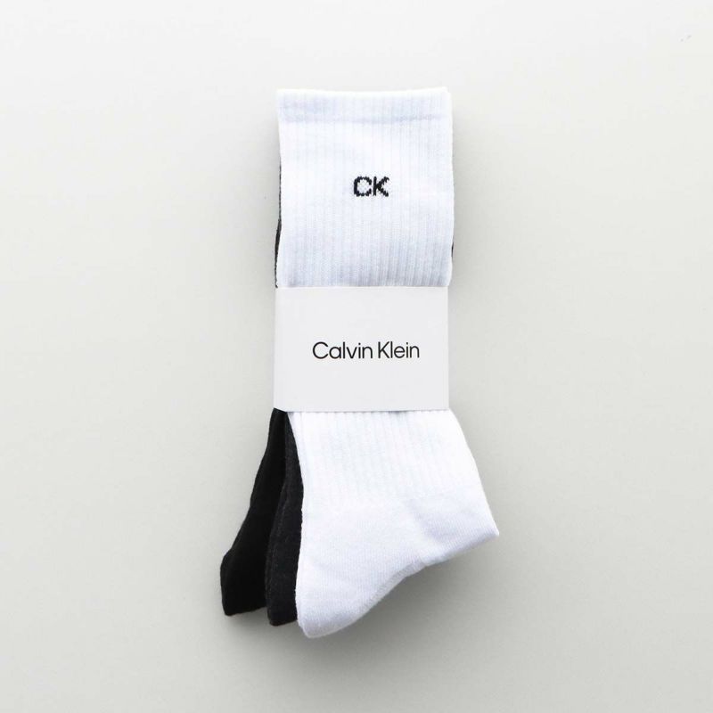 【3足セット】CalvinKleinカルバンクラインメンズ足底パイルワンポイント刺繍無地リブクルー丈ソックス靴下男性紳士プレゼント無料ラッピングギフト92572201