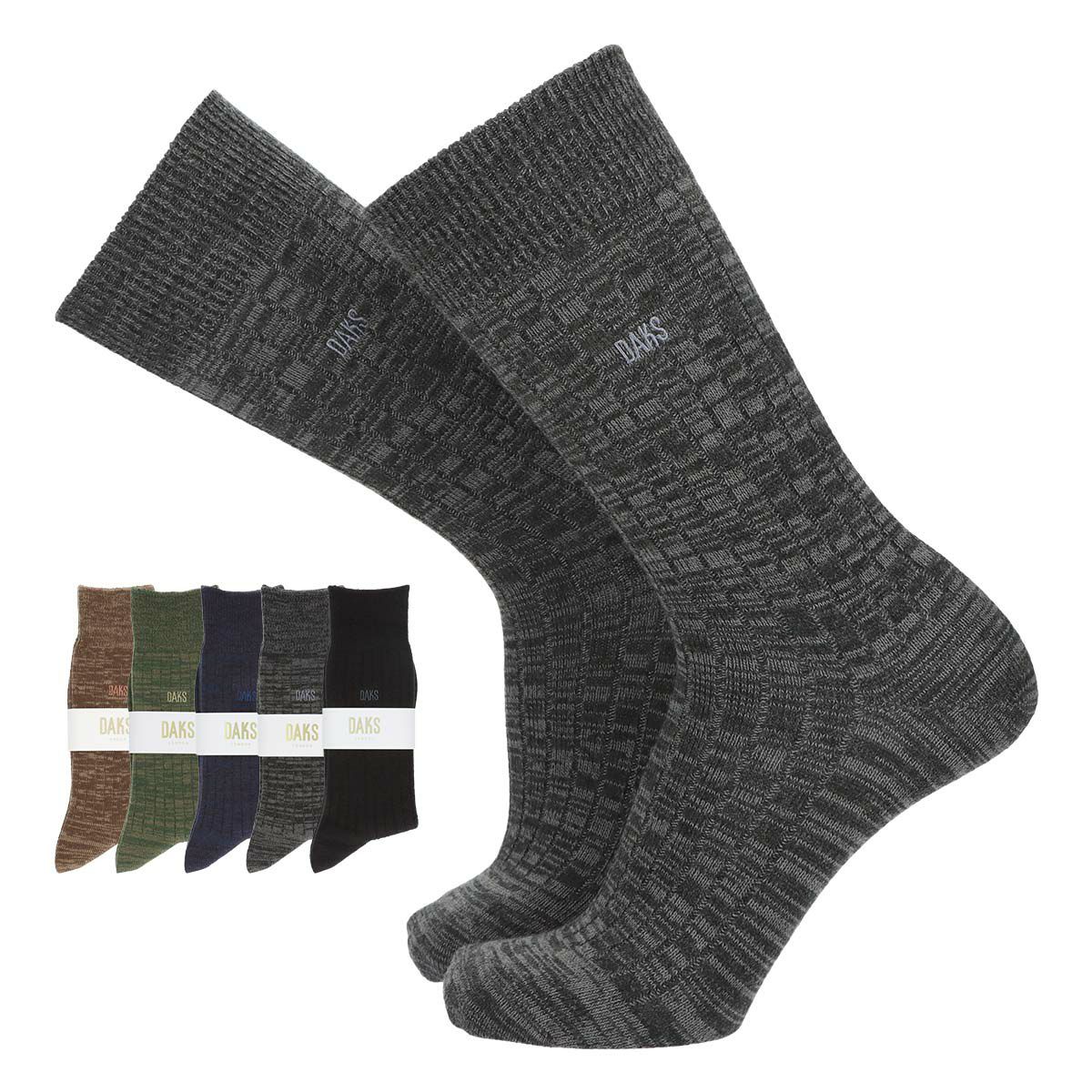 DAKSダックス履き口ゆったりらくらくガーゼ編みかかとしっかりホールド毛混ダイヤジャカード柄クルー丈メンズ靴下男性プレゼントギフト02515743