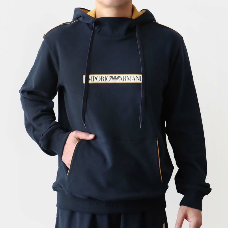 EMPORIOARMANIエンポリオアルマーニBRUSHEDTERRYPOHOODIEコットン100%長袖フーディースウェットパーカーメンズ男性EUサイズプレゼント無料ラッピングギフト54085732公式ショップ正規ライセンス商品