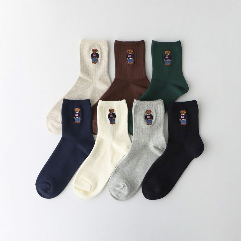 POLO RALPH LAUREN オーガニックコットン混 べア刺繍 ポロベアリブ レディース クルー丈 ソックス 03207311 | 靴下 ソックス  通販のナイガイ公式オンラインショップ