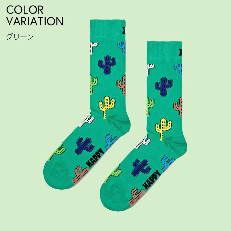 HappySocksハッピーソックスCactus(カクタスサボテン)クルー丈ソックス靴下ユニセックスメンズ＆レディスプレゼント無料ラッピングギフト10240005