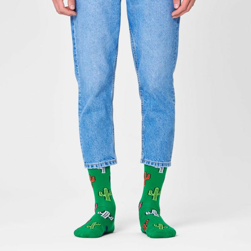 HappySocksハッピーソックスCactus(カクタスサボテン)クルー丈ソックス靴下ユニセックスメンズ＆レディスプレゼント無料ラッピングギフト10240005