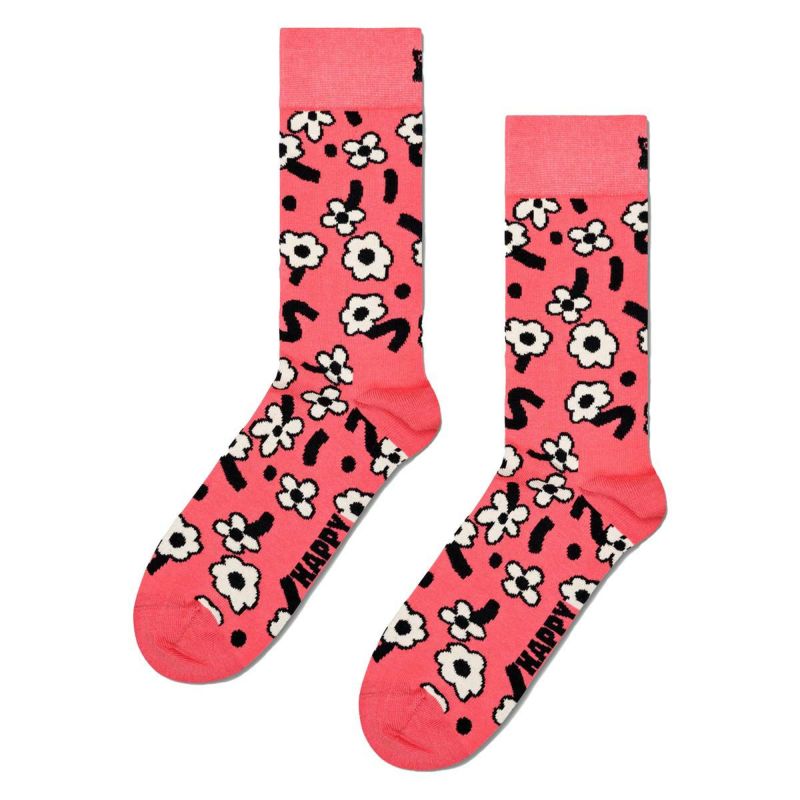 HappySocksハッピーソックスDancingFlower(ダンシングフラワー)ピンククルー丈ソックス靴下ユニセックスメンズ＆レディースプレゼント無料ラッピングギフト10240043