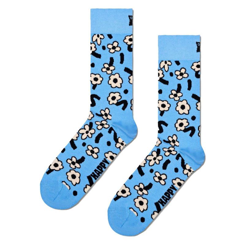 HappySocksハッピーソックスDancingFlower(ダンシングフラワー)ブルークルー丈ソックス靴下ユニセックスメンズ＆レディースプレゼント無料ラッピングギフト10240044