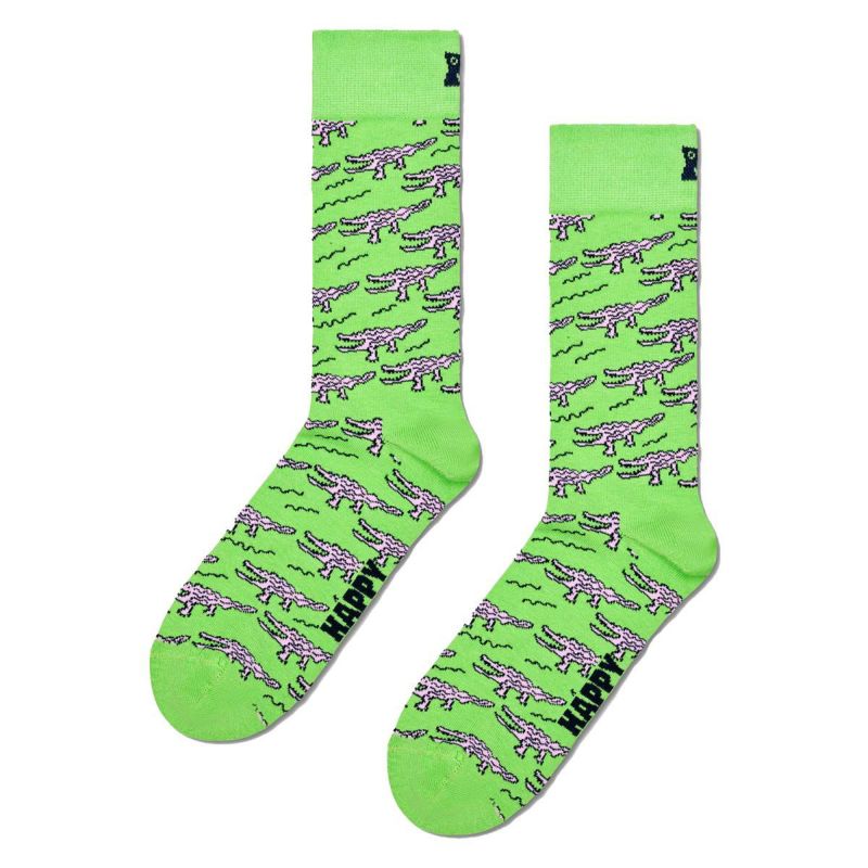 HappySocksハッピーソックスCrocodile(クロコダイル)グリーンワニクルー丈ソックス靴下ユニセックスメンズ＆レディースプレゼント無料ラッピングギフト10240045