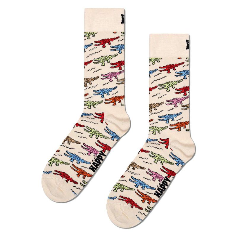 HappySocksハッピーソックスCrocodile(クロコダイル)ベージュワニクルー丈ソックス靴下ユニセックスメンズ＆レディースプレゼント無料ラッピングギフト10240046