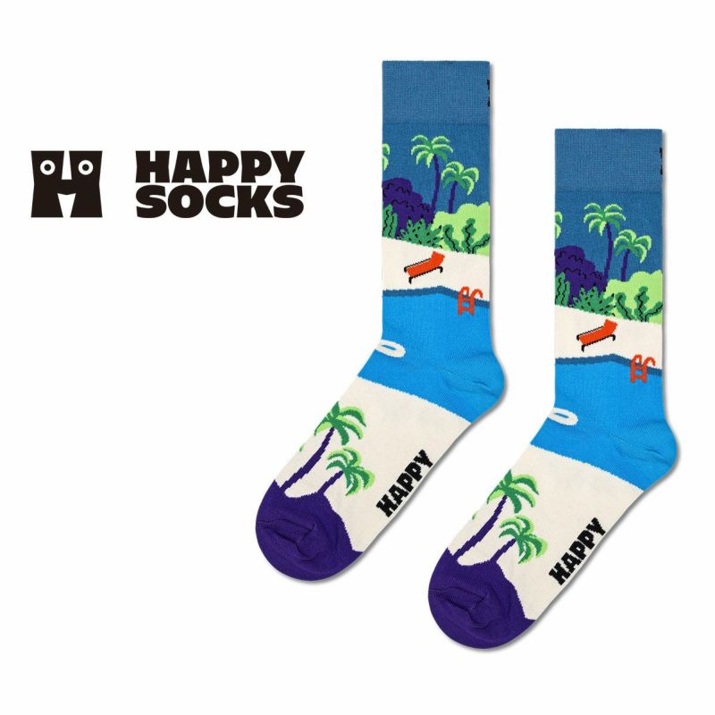 HappySocksハッピーソックスPoolside(プールサイド)クルー丈ソックス靴下ユニセックスメンズ＆レディースプレゼント無料ラッピングギフト10240049