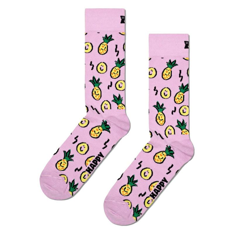 HappySocksハッピーソックスPineapple(パイナップル)クルー丈ソックス靴下ユニセックスメンズ＆レディースプレゼント無料ラッピングギフト10240051